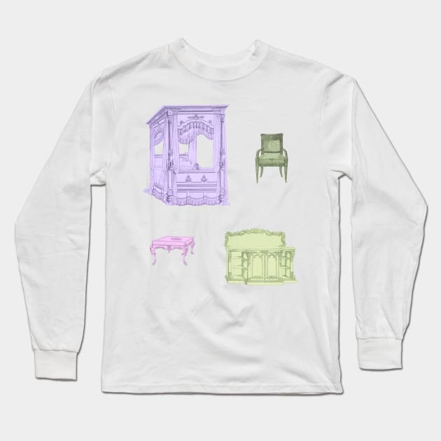 Retro Furnitures Set Long Sleeve T-Shirt by Mary Rose 73744